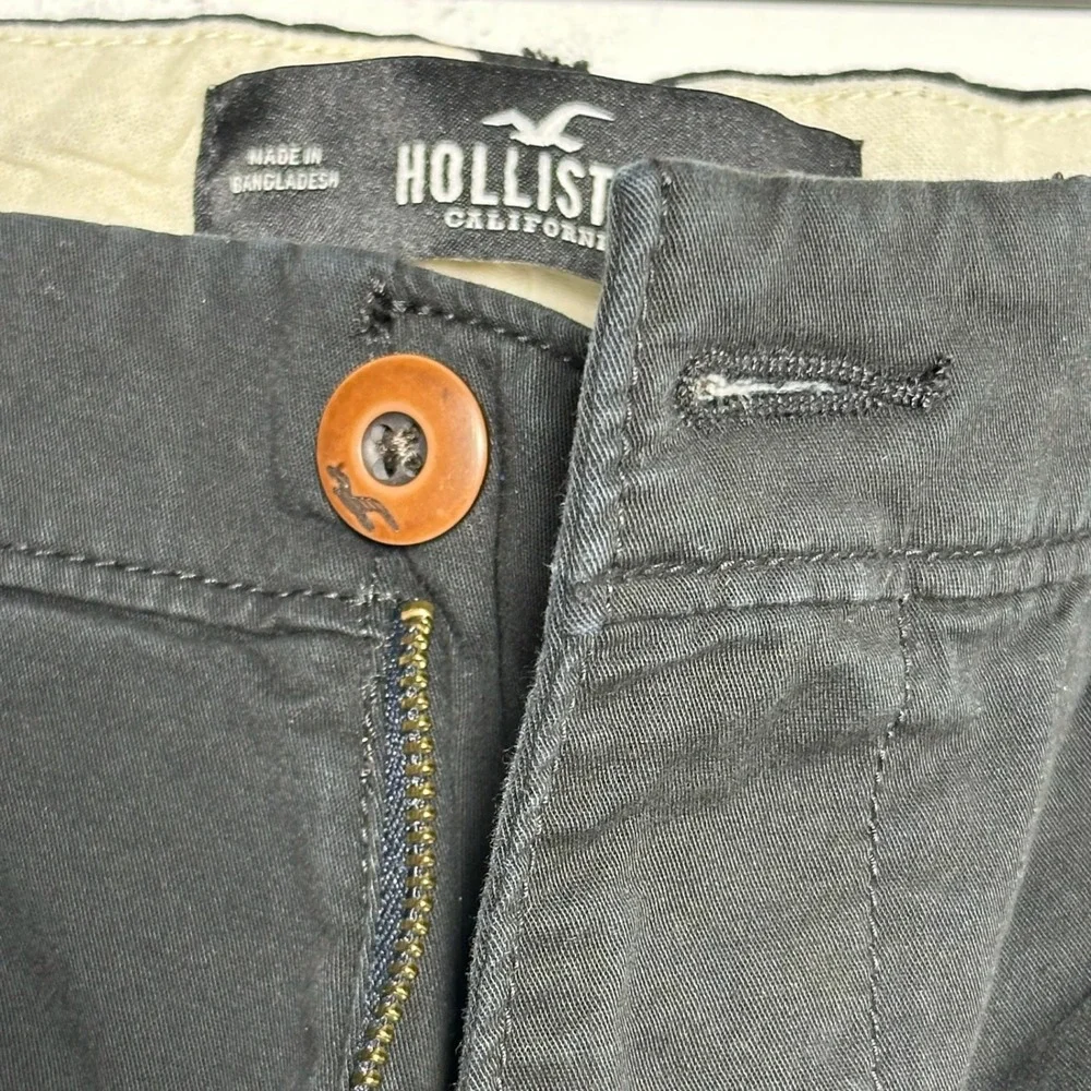 Hollister Epic Flex Slim‎ Straight Chino Pants Mens Black 26x30 Cotton Stretch